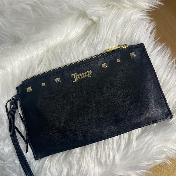 Juicy Couture Black Leather Clutch with Gold Accents - Picture 4 of 5